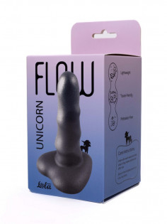 Дилдо Lola Games Flow Unicorn Mini Black — жидкий силикон, витой рельеф, присоска-сердце