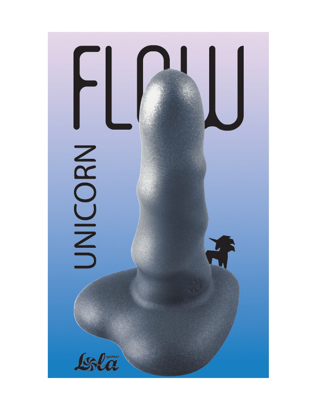 Дилдо Lola Games Flow Unicorn Mini Black — жидкий силикон, витой рельеф, присоска-сердце