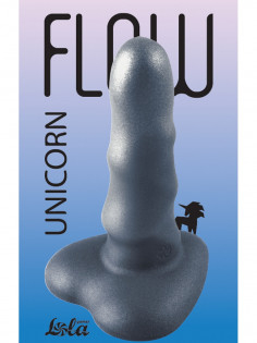 Дилдо Lola Games Flow Unicorn Mini Black — жидкий силикон, витой рельеф, присоска-сердце