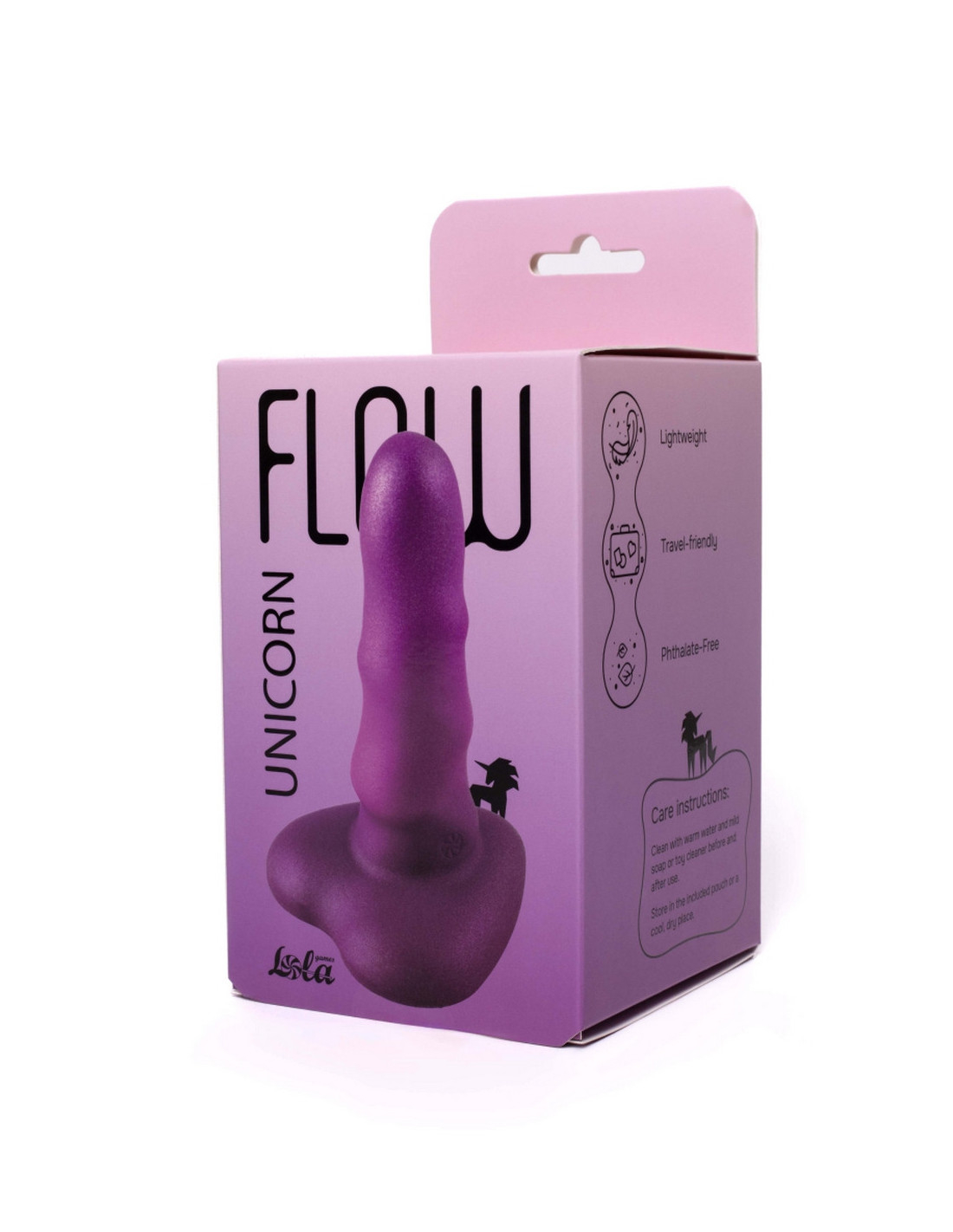 Дилдо Lola Games Flow Unicorn Mini Purple — мягкий силикон, витой рельеф, присоска