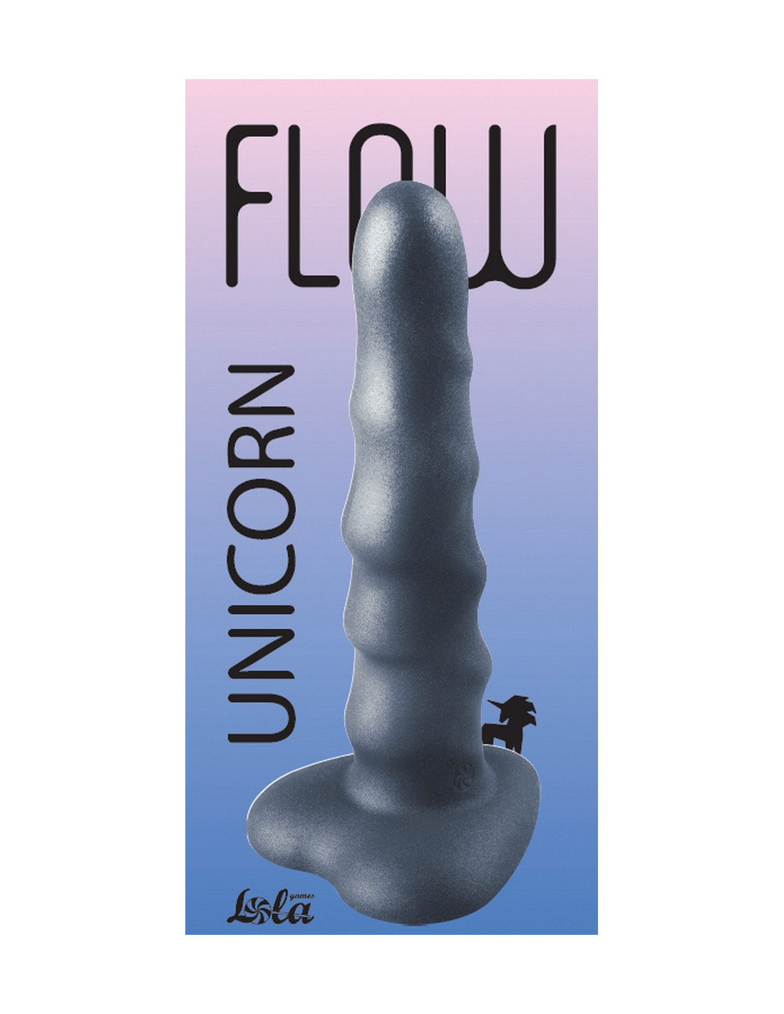 Дилдо Lola Games Flow Unicorn Black — рельефный, жидкий силикон, присоска