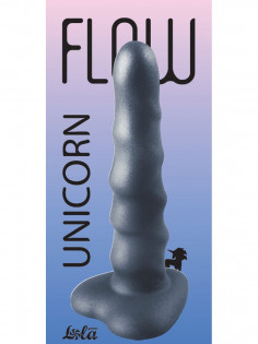 Дилдо Lola Games Flow Unicorn Black — рельефный, жидкий силикон, присоска