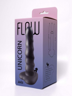 Дилдо Lola Games Flow Unicorn Black — рельефный, жидкий силикон, присоска
