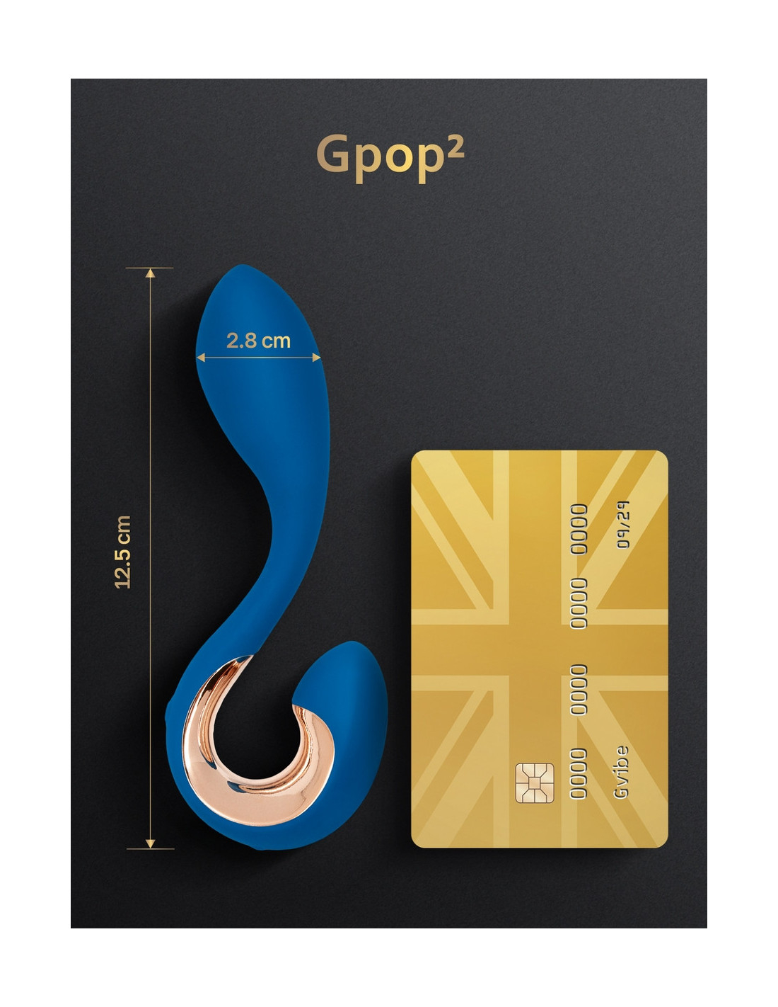 Универсальный вибростимулятор Gvibe Gpop² Indigo Blue — 12,5 см, 6 режимов, водонепроницаемый