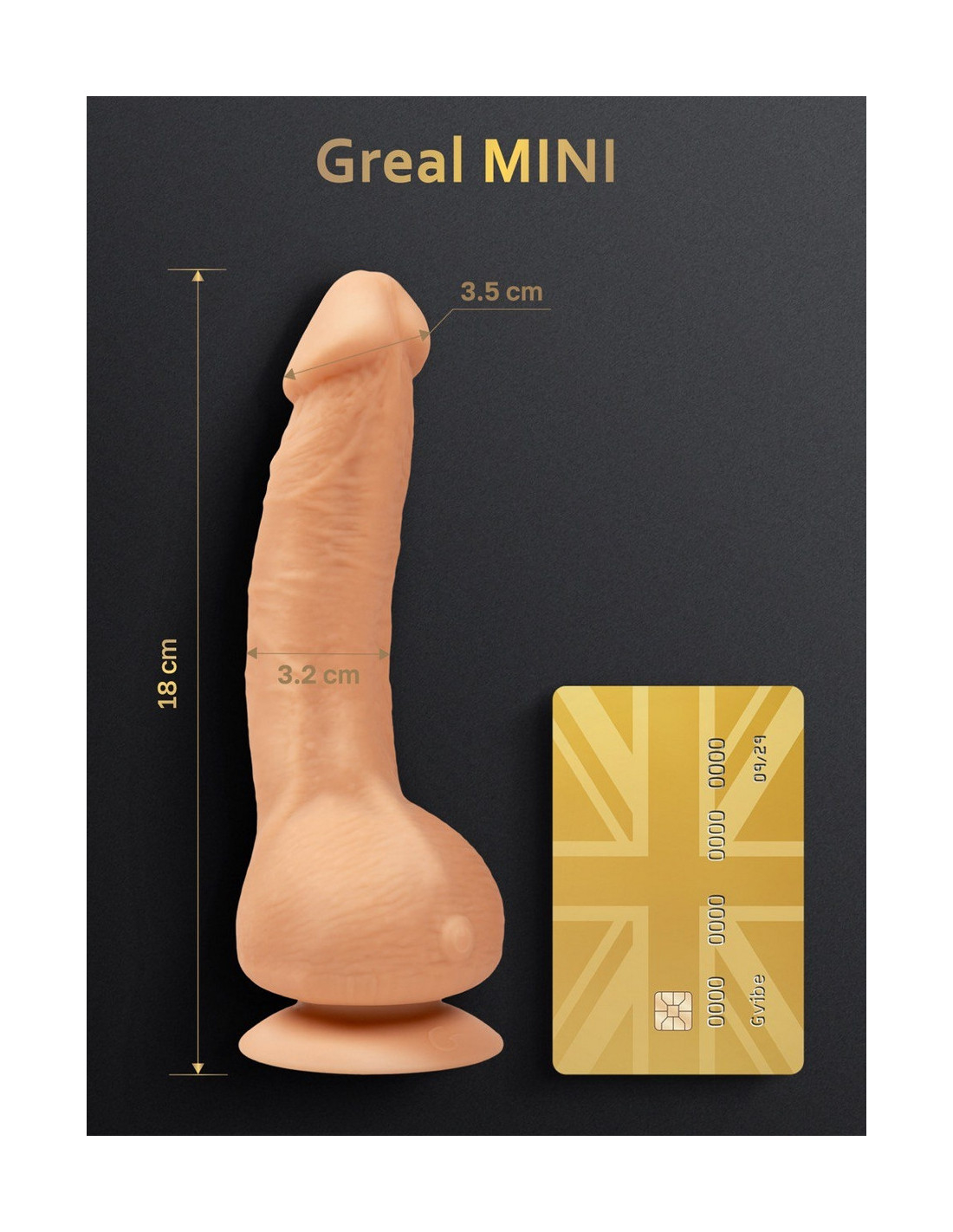 Реалистичный вибратор Gvibe Greal Mini — Bioskin, 18×3,2 см, присоска, 6 режимов