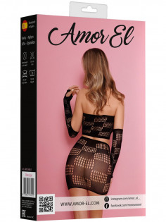 Комплект Amor El AME035BLK — топ, рукава и юбка, сетчатый, S/L, чёрный