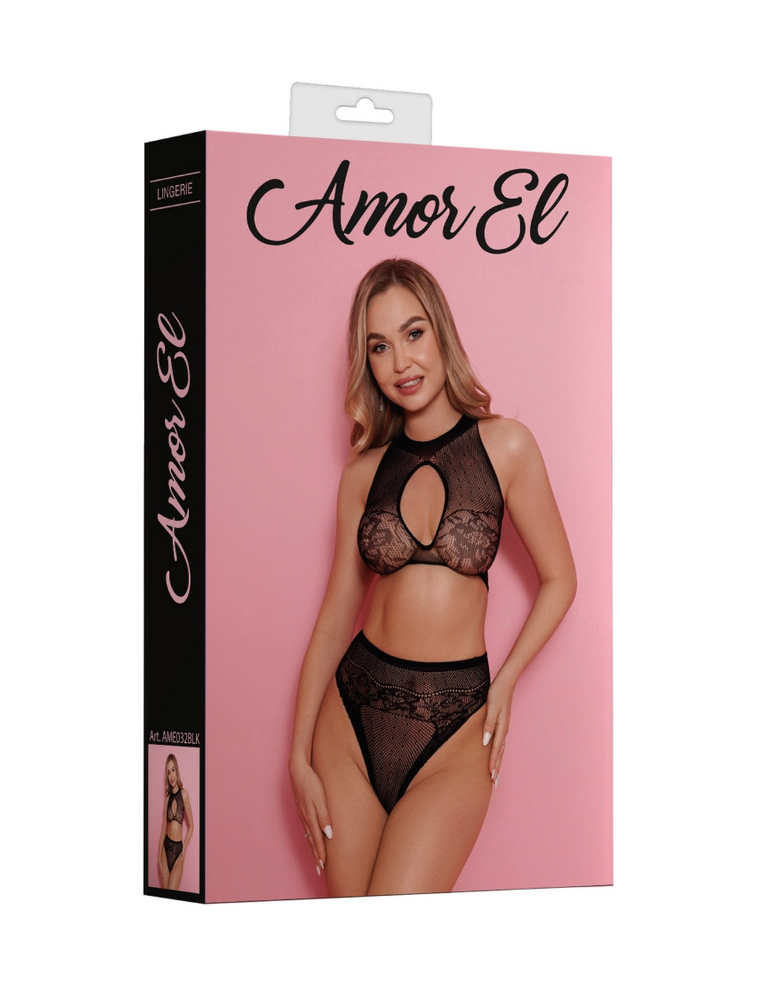 Комплект Amor El AME032BLK — лиф и трусики с высокой посадкой, чёрный, S/L
