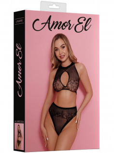 Комплект Amor El AME032BLK — лиф и трусики с высокой посадкой, чёрный, S/L