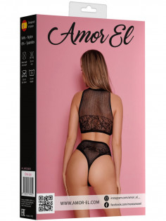 Комплект Amor El AME032BLK — лиф и трусики с высокой посадкой, чёрный, S/L