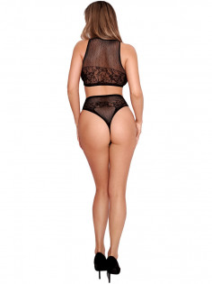 Комплект Amor El AME032BLK — лиф и трусики с высокой посадкой, чёрный, S/L