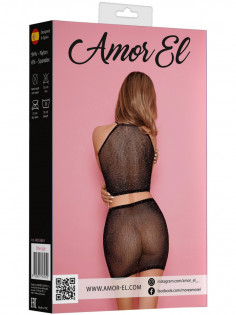 Комплект Amor El AME031BLK — топ и юбка со стразами, чёрный, S/L