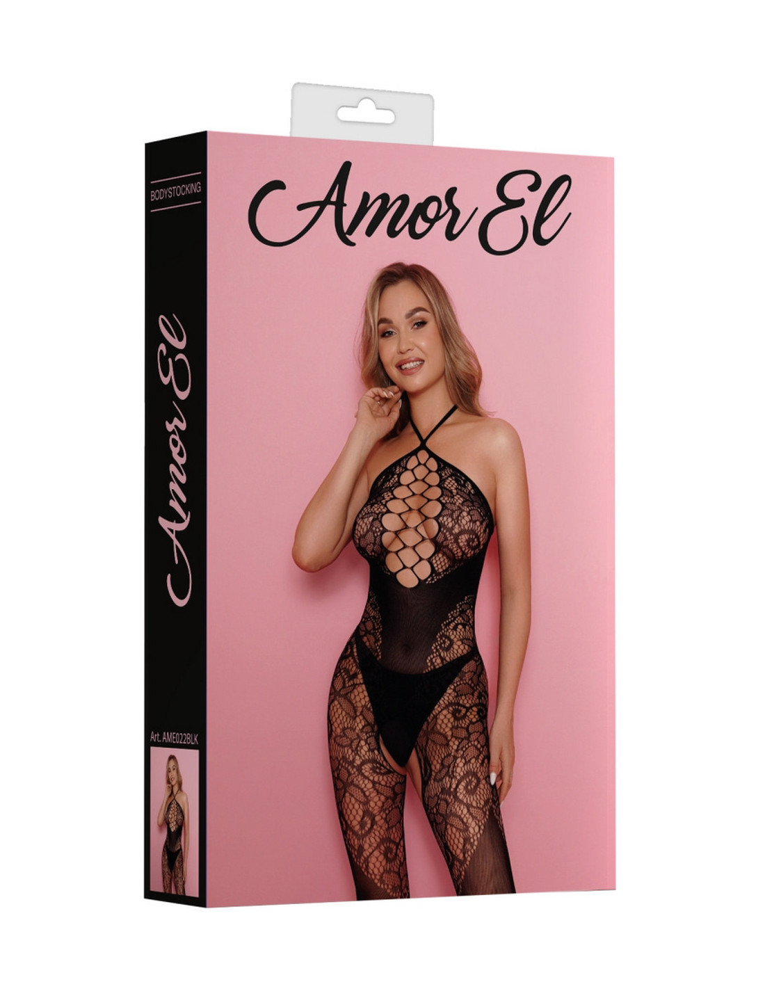 Боди-комбинезон с доступом и шнуровкой Amor El AME022BLK — кружевное эластичное бельё S/L
