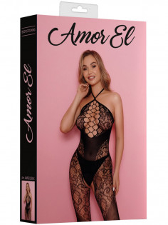 Боди-комбинезон с доступом и шнуровкой Amor El AME022BLK — кружевное эластичное бельё S/L