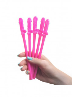 Коктейльные трубочки в форме пениса, 5 шт., розовые | LOVESTORE