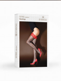 Чулки SENSE в мелкую сетку, S/M, чёрно-красные, 20 den | LOVESTORE