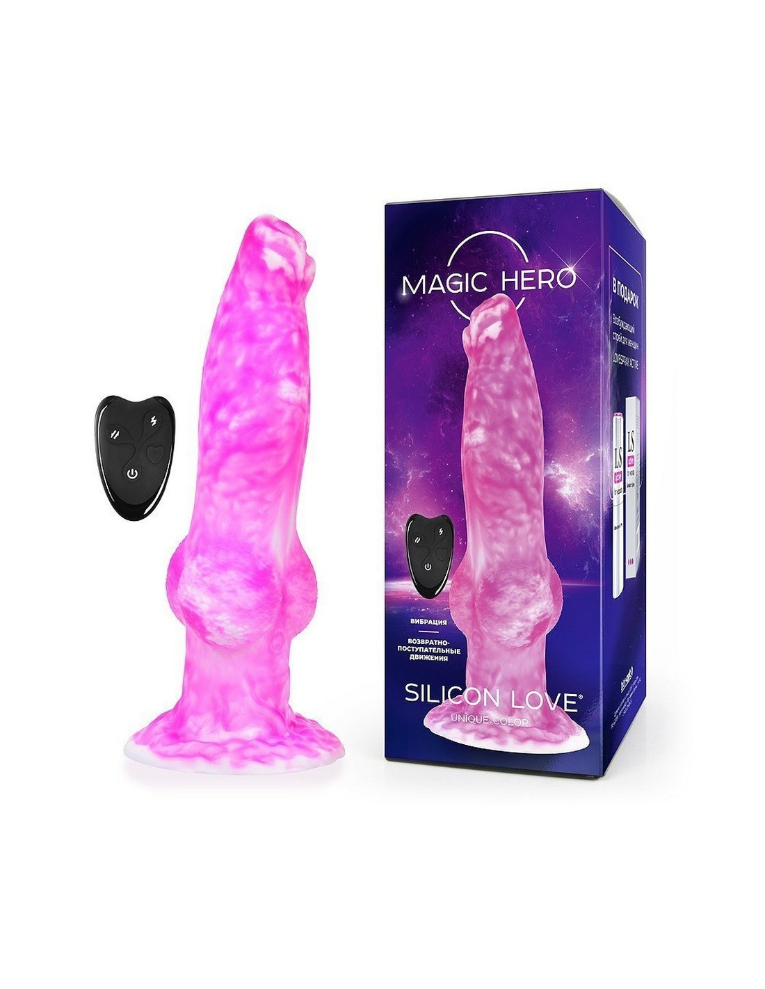 Вибратор Magic Hero, 23,5 x 6 см, 7 режимов возвратно-поступательных движений и вибрации, розовый MH-13040