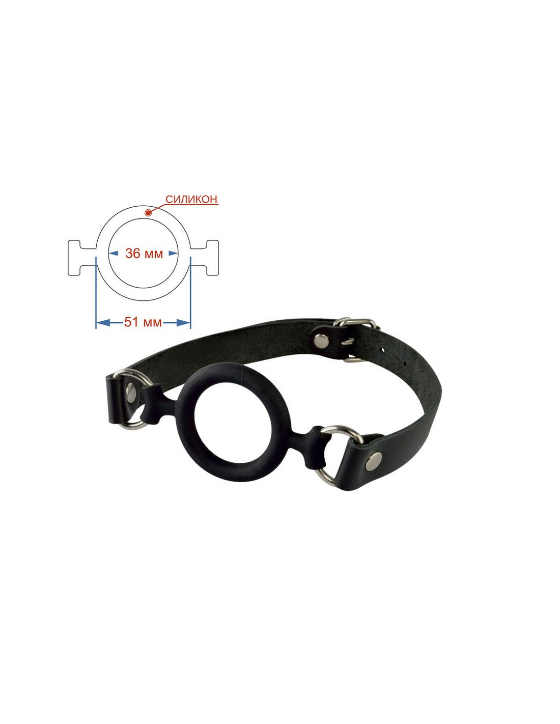 Кляп-рамка Sitabella, силиконовый, черный, внешний диаметр 51мм 3198-1 | LOVESTORE
