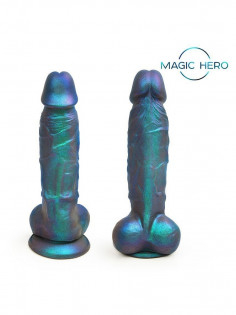 Фаллоимитатор Magic Hero - Silicone Love, 17 x 3,3 см, на присоске, с перламутровым блеском, синий MH-13057
