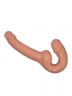 Страпон Baile - Ultra Passionate Harness - Strapless Strap On, двойной, телесный BW-022080