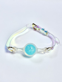Кляп Open Mouth Gag Ball голубой, силикон и ПВХ, размер M (4,5см) FSJ007-blue | LOVESTORE