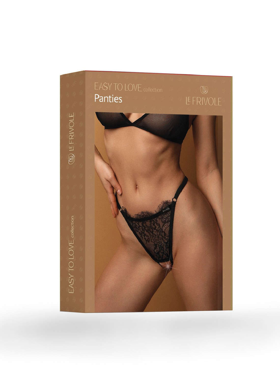 Трусики-стринги Le Frivole - Easy to Love, с француским кружевом шантильи, L/XL, черные 06851