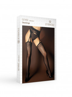 Чулки Le Frivole SENSE с поясом и готическим узором S/XL чёрные 06728 | LOVESTORE