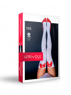 Чулки медсестры Le Frivole - Sense, с бантиками, белые, S/M 04835 | LOVESTORE