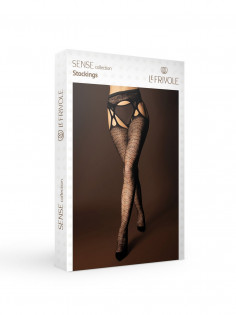 Чулки Le Frivole SENSE с поясом и ромбовидным узором S/XL чёрные 06750 | LOVESTORE