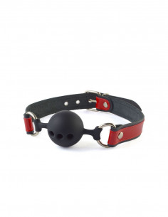 Кляп шарик Sitabella, чёрно-красный ремешок из натуральной кожи 3390-12 | LOVESTORE