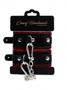 Наручники Crazy Handmade округленные с мягкой красной подкладкой CH-24042