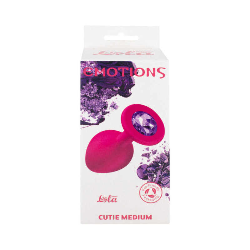 Анальная пробка Lola Games - Emotions - Cutie Medium - Pink - Dark Purple Crystal 4012-02Lola