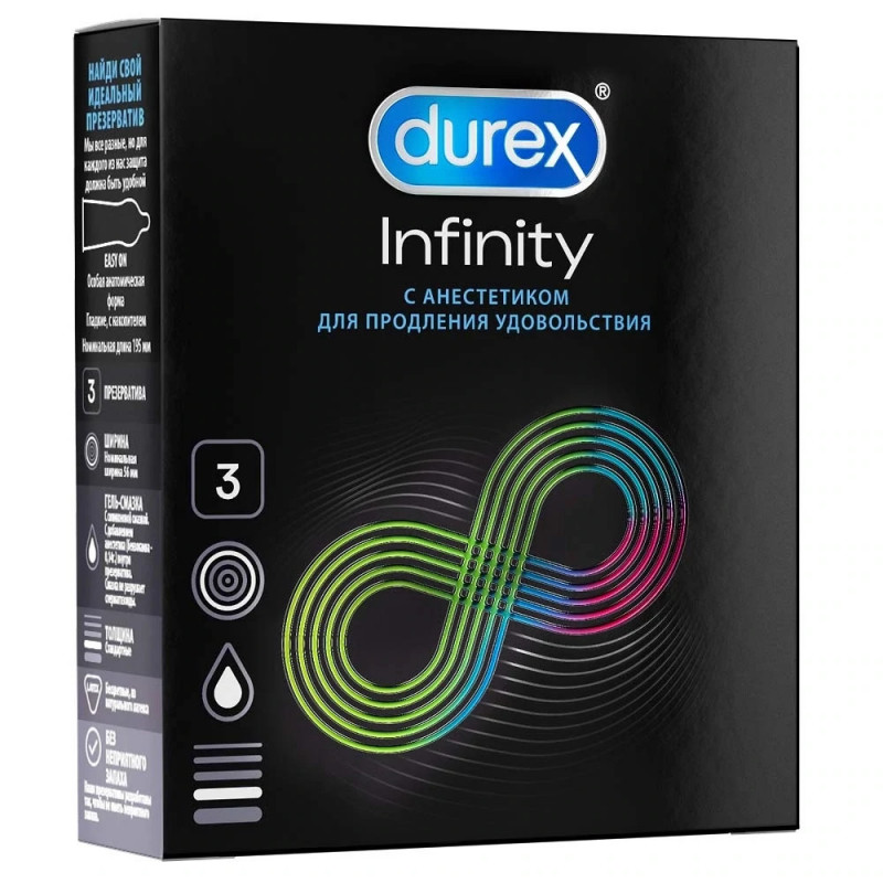 Презерватив DUREX INFINITY глад. с анестетиком №3