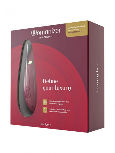 Бесконтактный вакуумно-волновой стимулятор клитора Womanizer Premium 2 (арт. WZ212SGB) бордовый