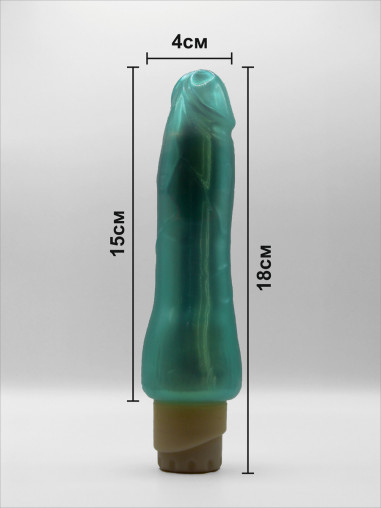 Вибратор реалистичный Vibration Dildo 18см * 4,5см бирюзовый шиммер QSDZ-027